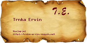 Trnka Ervin névjegykártya